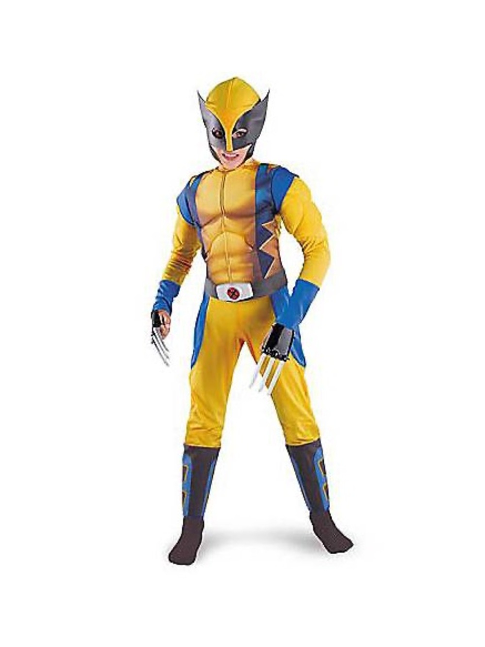 Marvel Yellow and Blue Wolverine Kids Costume with Mask and Claws